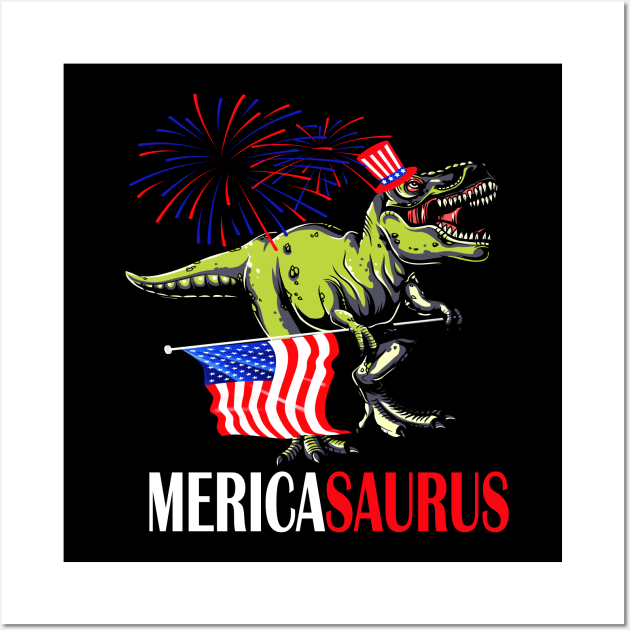 Mericasaurus 4th of july independence day gift Wall Art by DODG99